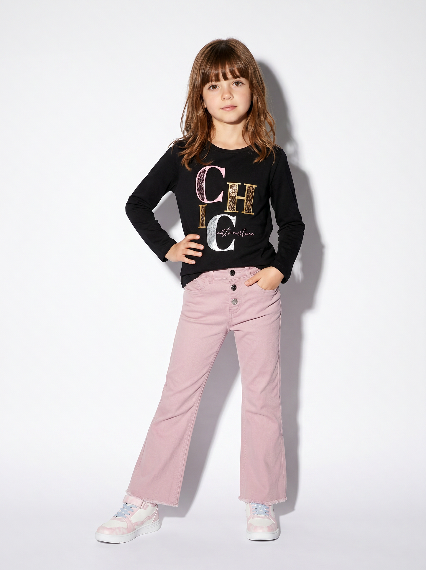 Pantaloni flare in cotone elastico comodi - Rosa polvere