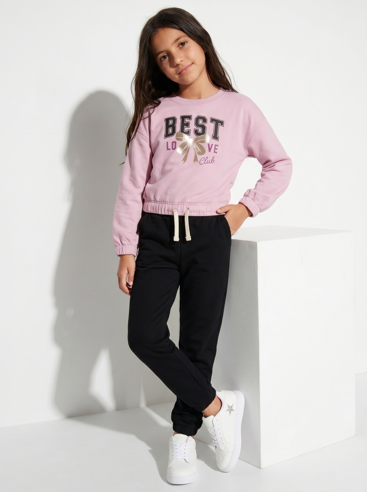 Tuta da bambina comoda e alla moda - Rosa polvere
