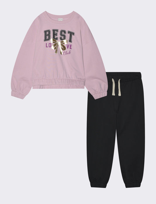 Tuta da bambina comoda e alla moda - Rosa polvere