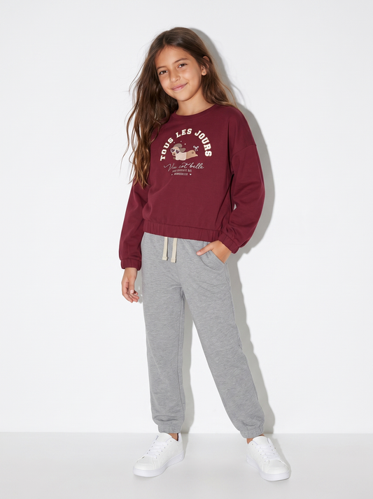 Tuta da bambina comoda e alla moda - Bordeaux