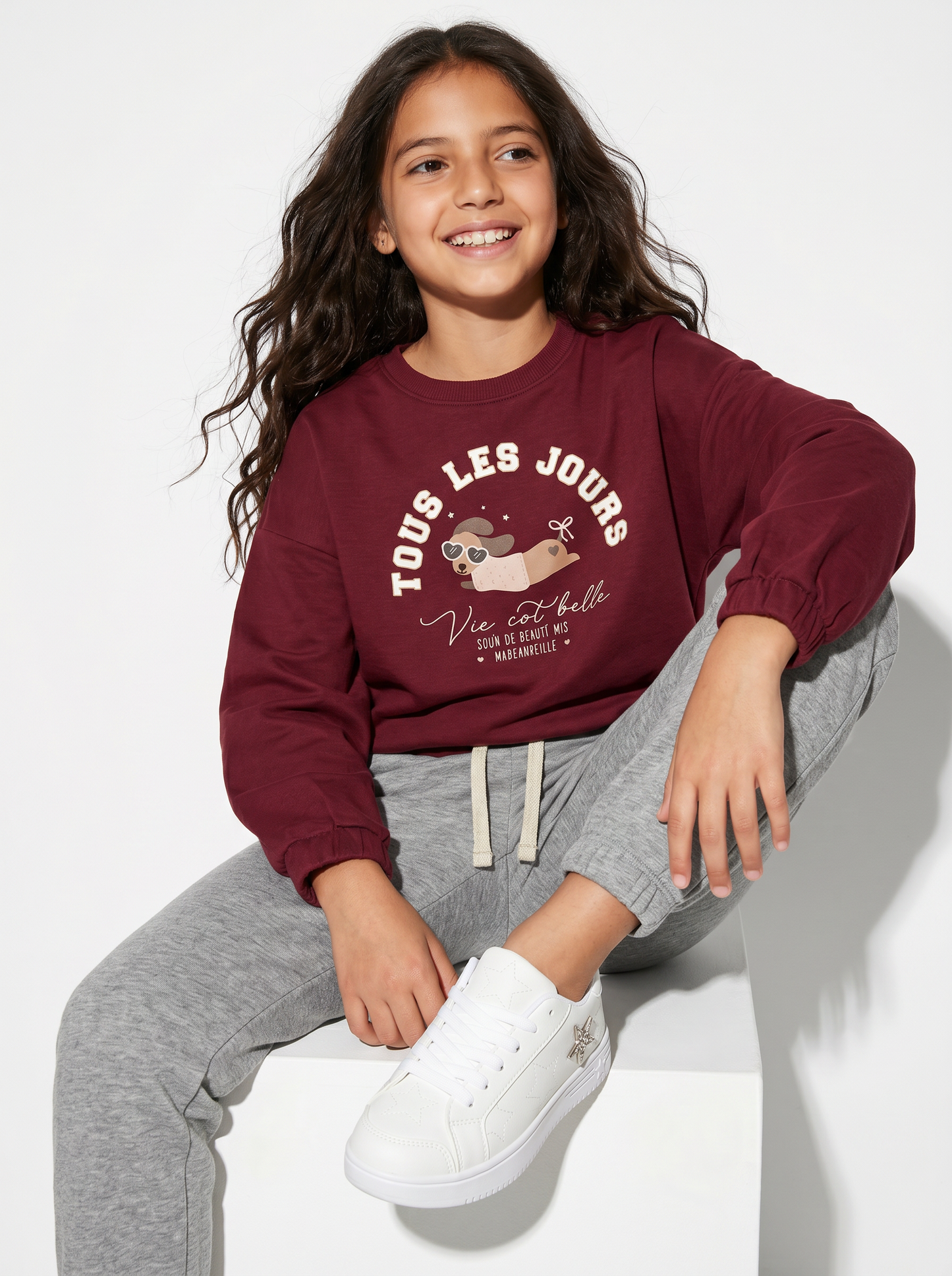 Tuta da bambina comoda e alla moda - Bordeaux