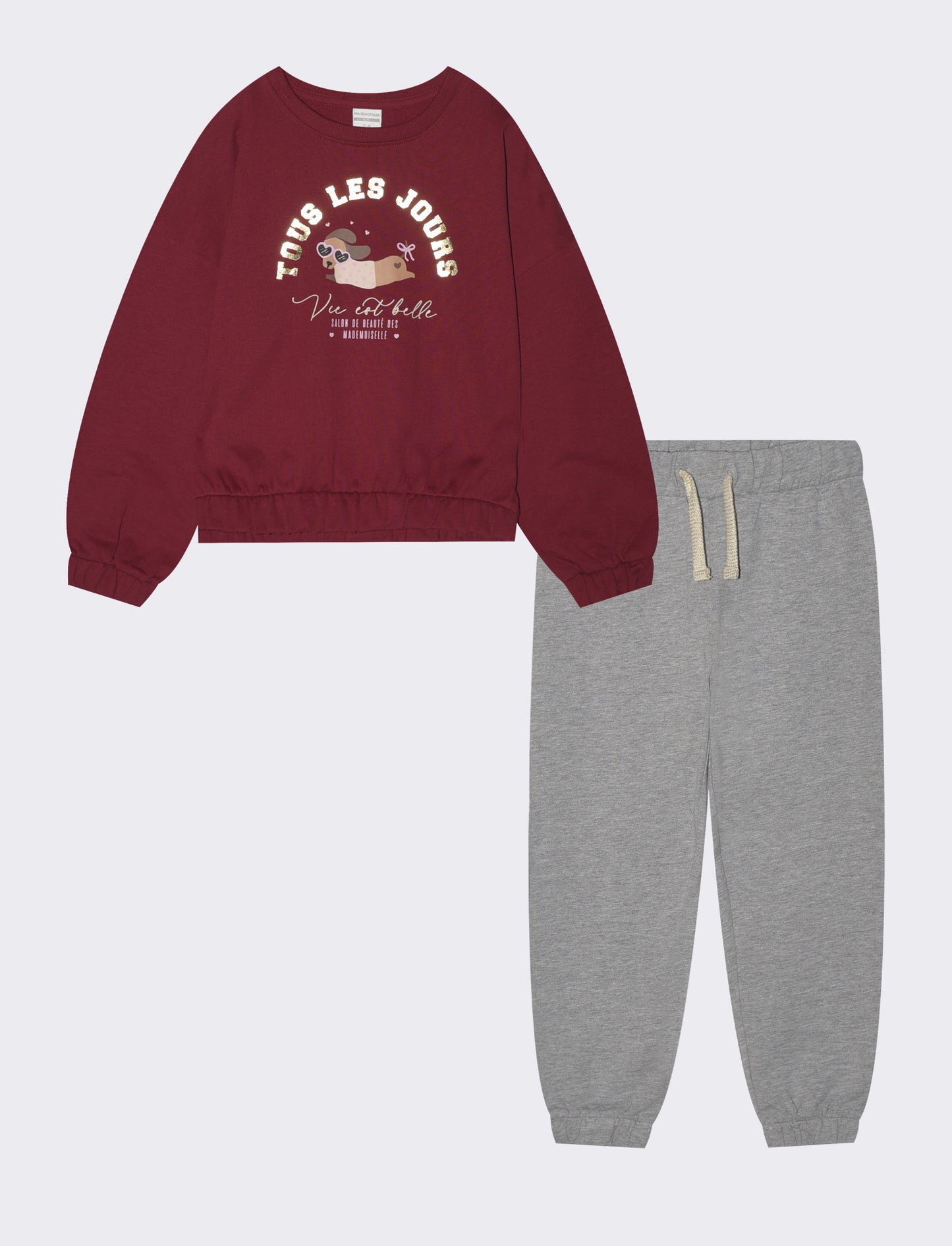 Tuta da bambina comoda e alla moda - Bordeaux
