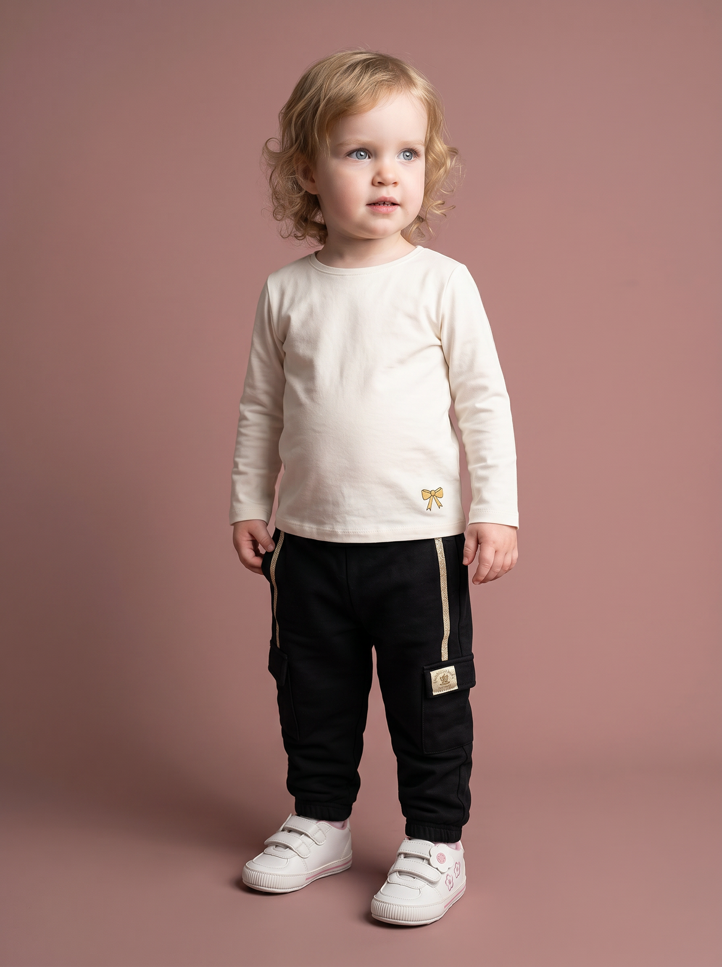 Cotton pants with pockets and drawstring - Black
