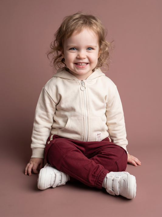 Pantaloni in cotone con tasconi e laccio - Bordeaux