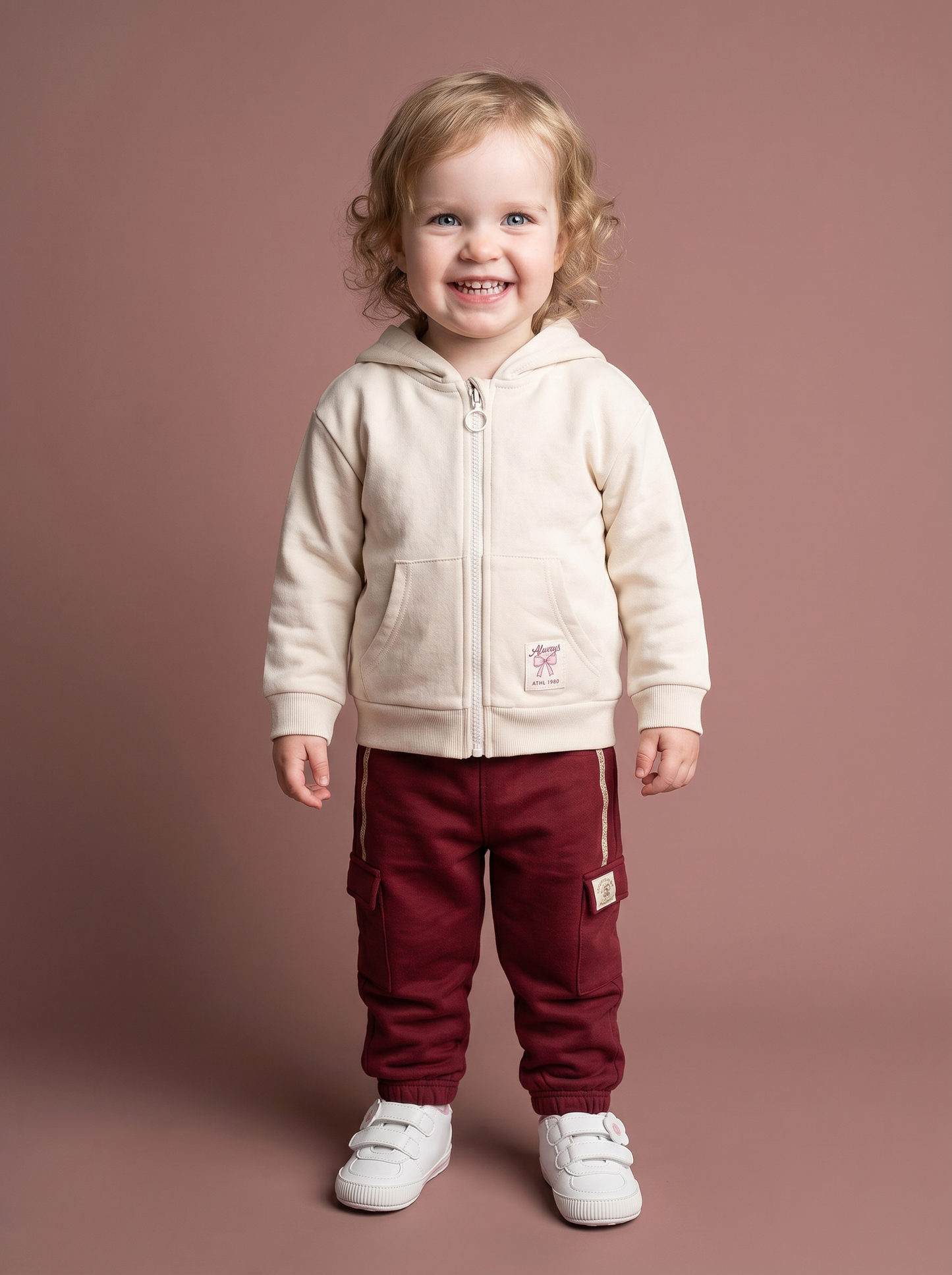 Pantaloni in cotone con tasconi e laccio - Bordeaux