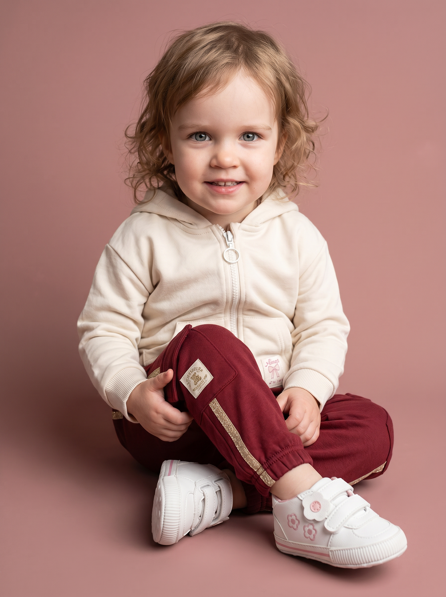 Pantaloni in cotone con tasconi e laccio - Bordeaux