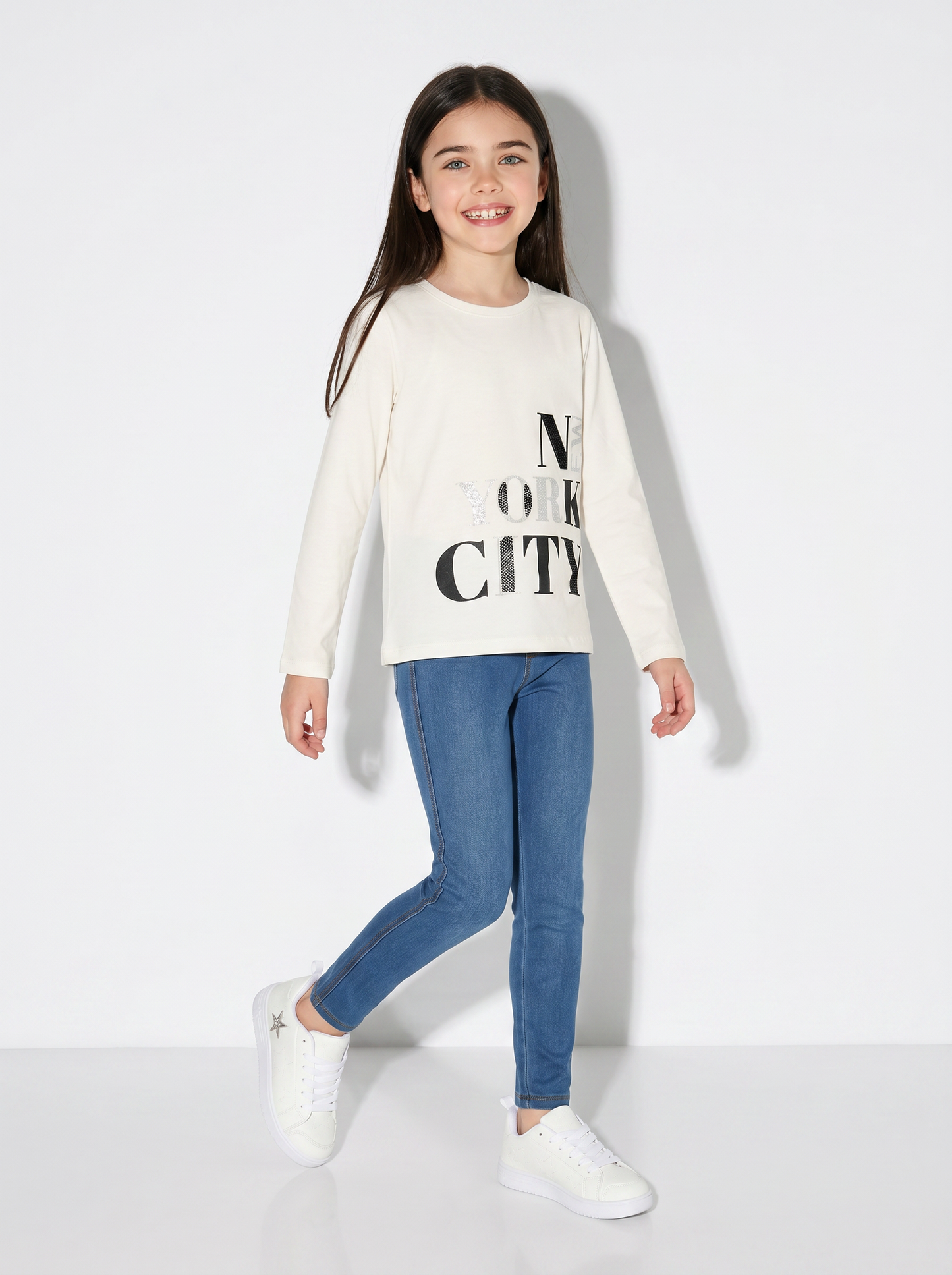Leggings denim in cotone elasticizzato - Denim