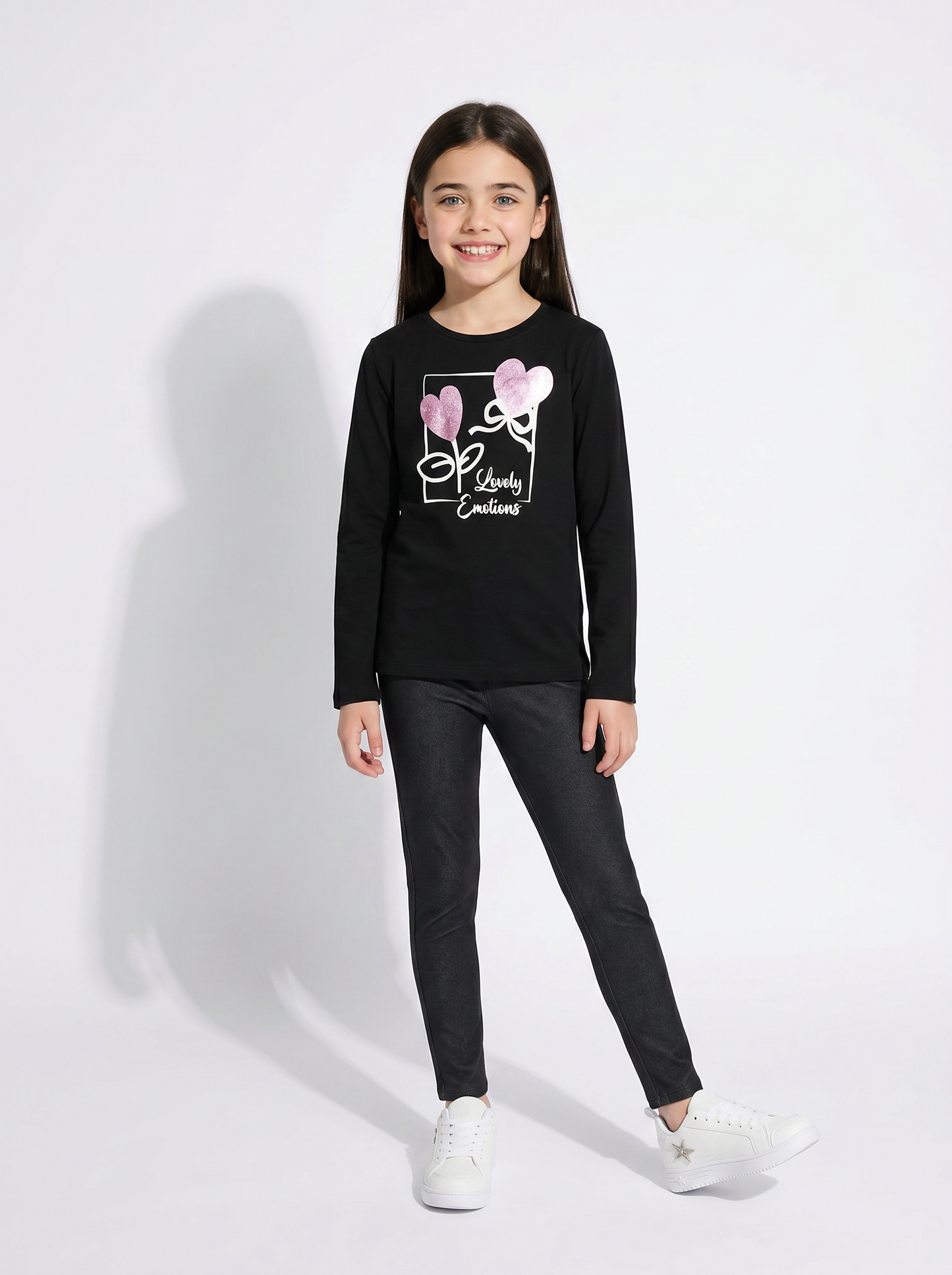 Denim leggings in stretchy cotton - Black