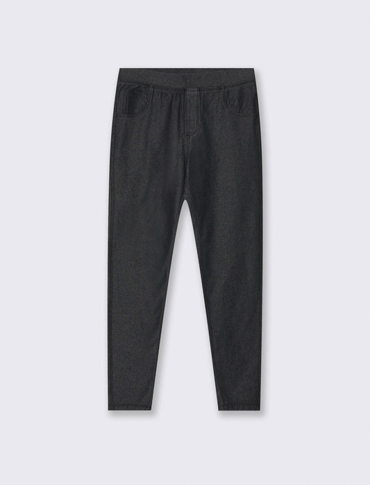 Leggings denim in cotone elasticizzato - Nero
