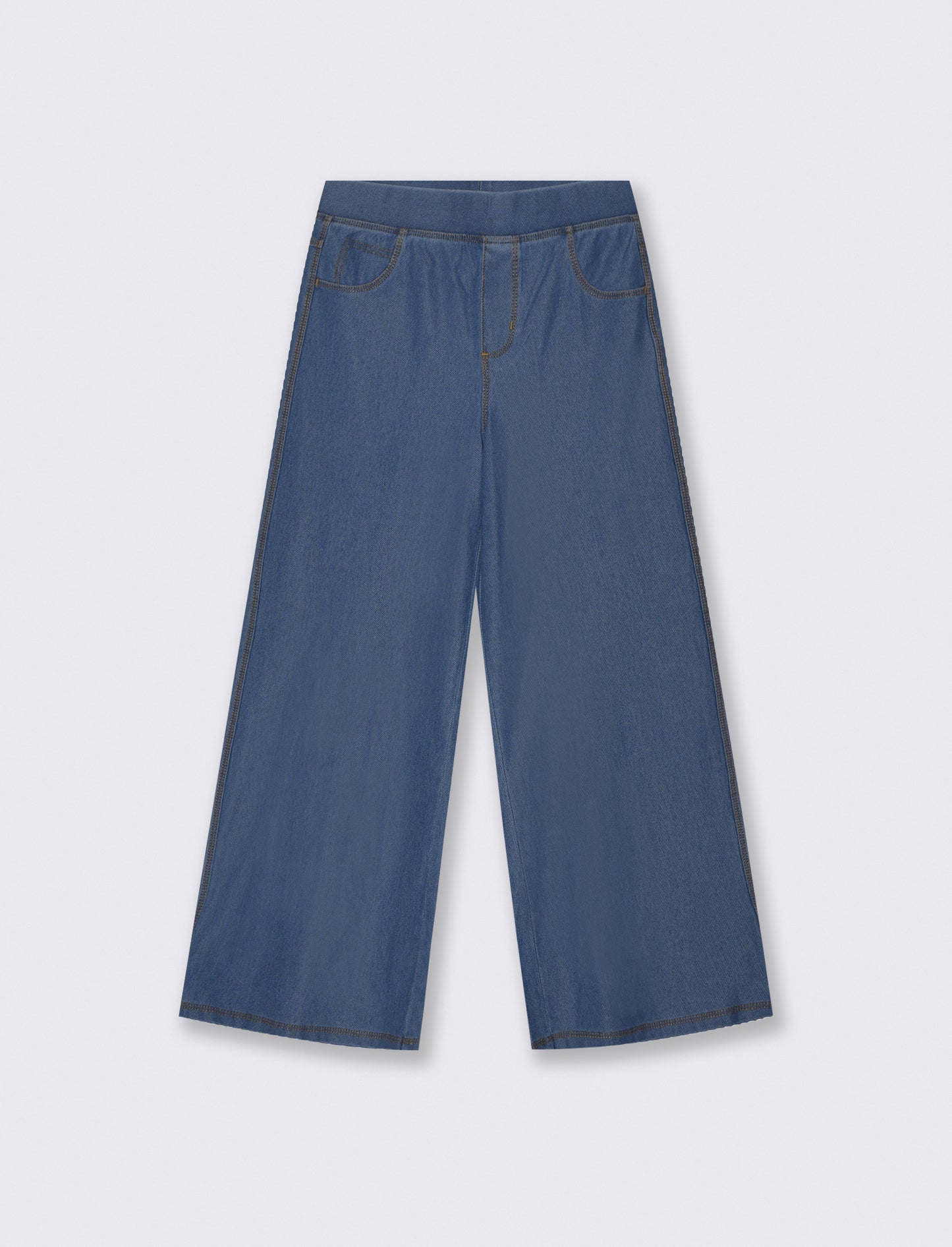 Wide Leg Joggers in Stretch Denim - Blue