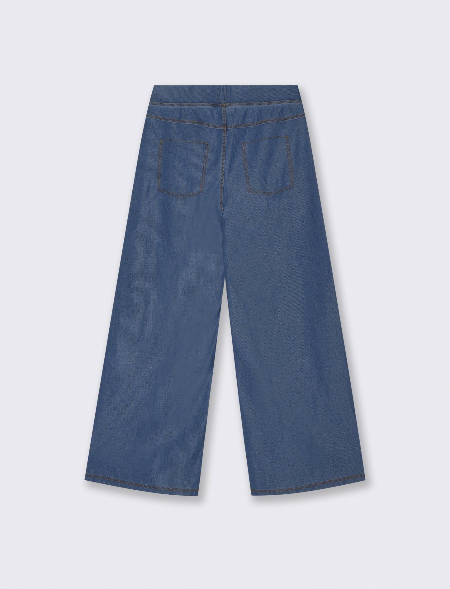 Wide Leg Joggers in Stretch Denim - Blue
