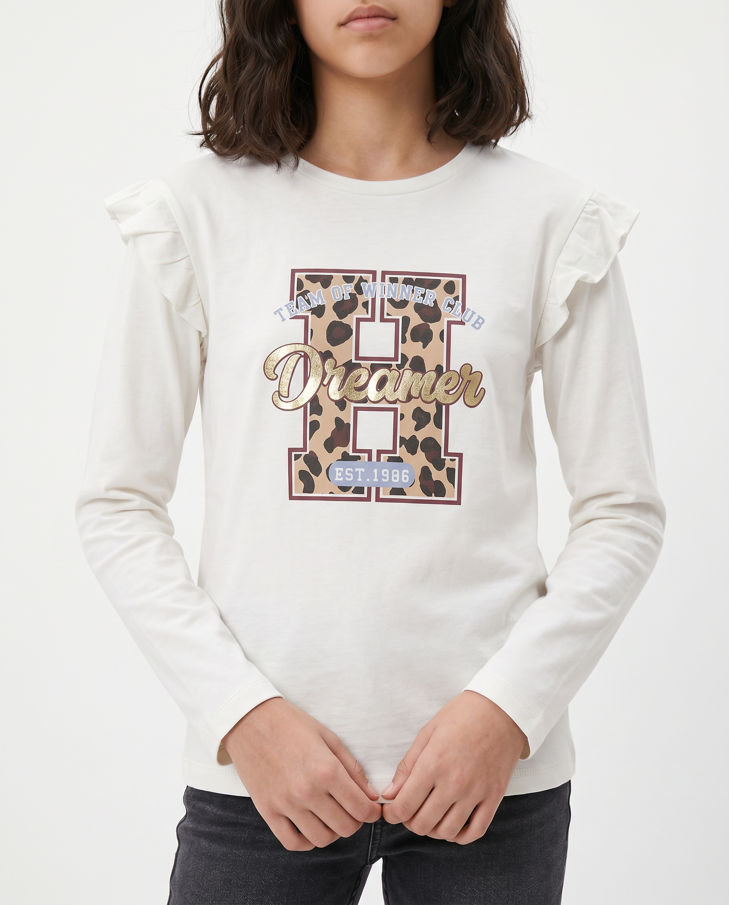 T-shirt lunga con rouches e stampa vivace - Bianco latte