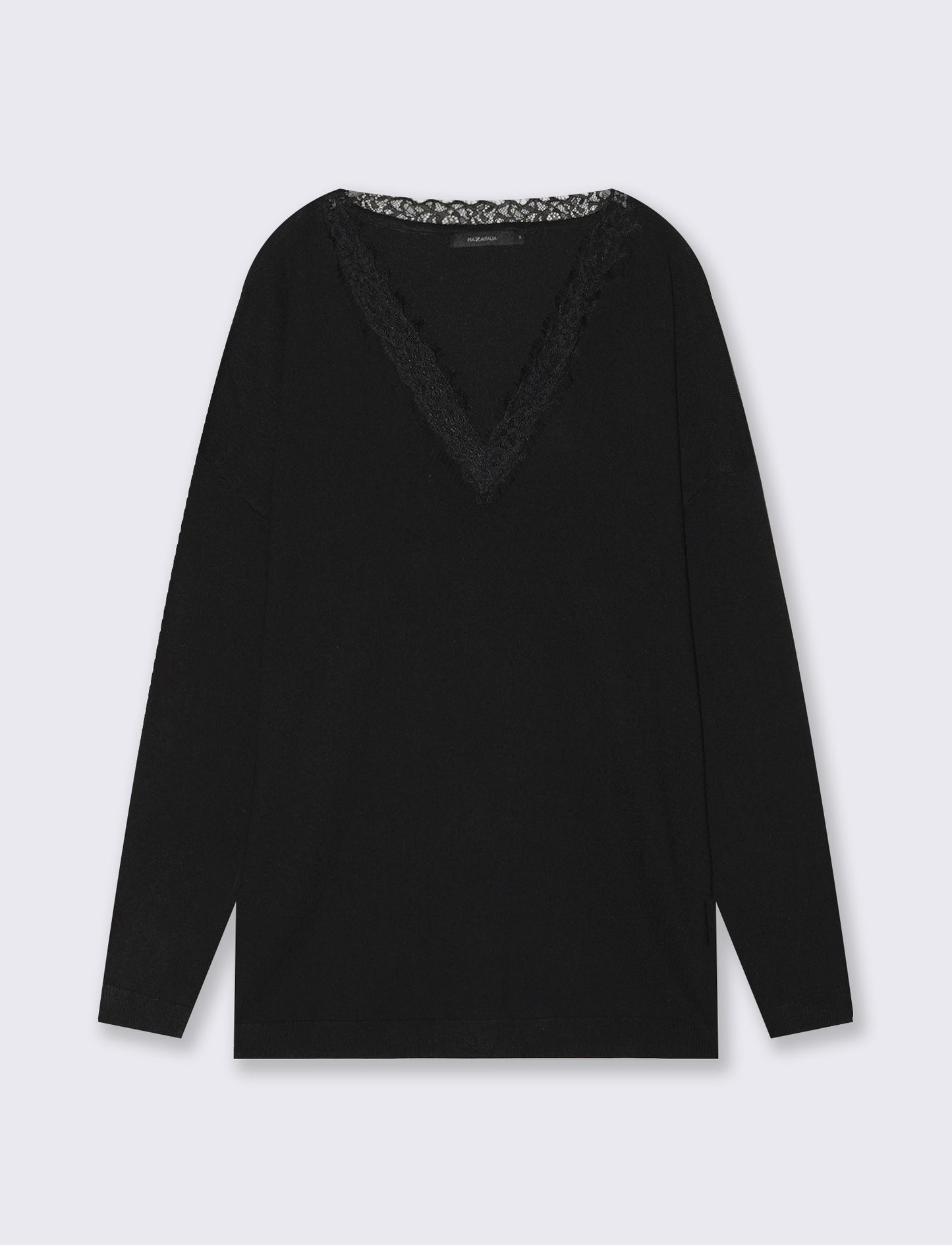 Maglia over con scollo a V - Nero