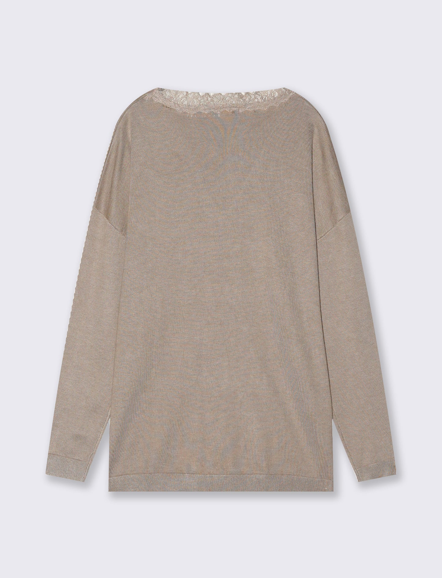 Maglia over con scollo a V - Beige grano