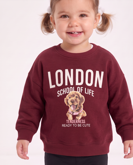 Felpa girocollo casual con stampe uniche - Bordeaux