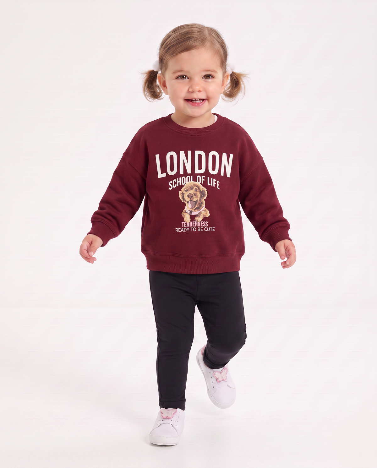 Casual crewneck sweatshirt with unique prints - Red