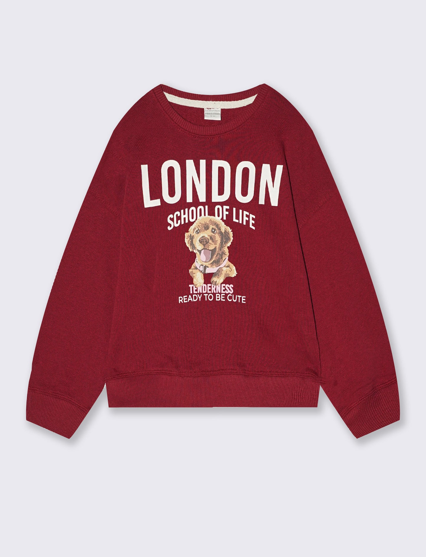 Felpa girocollo casual con stampe uniche - Bordeaux