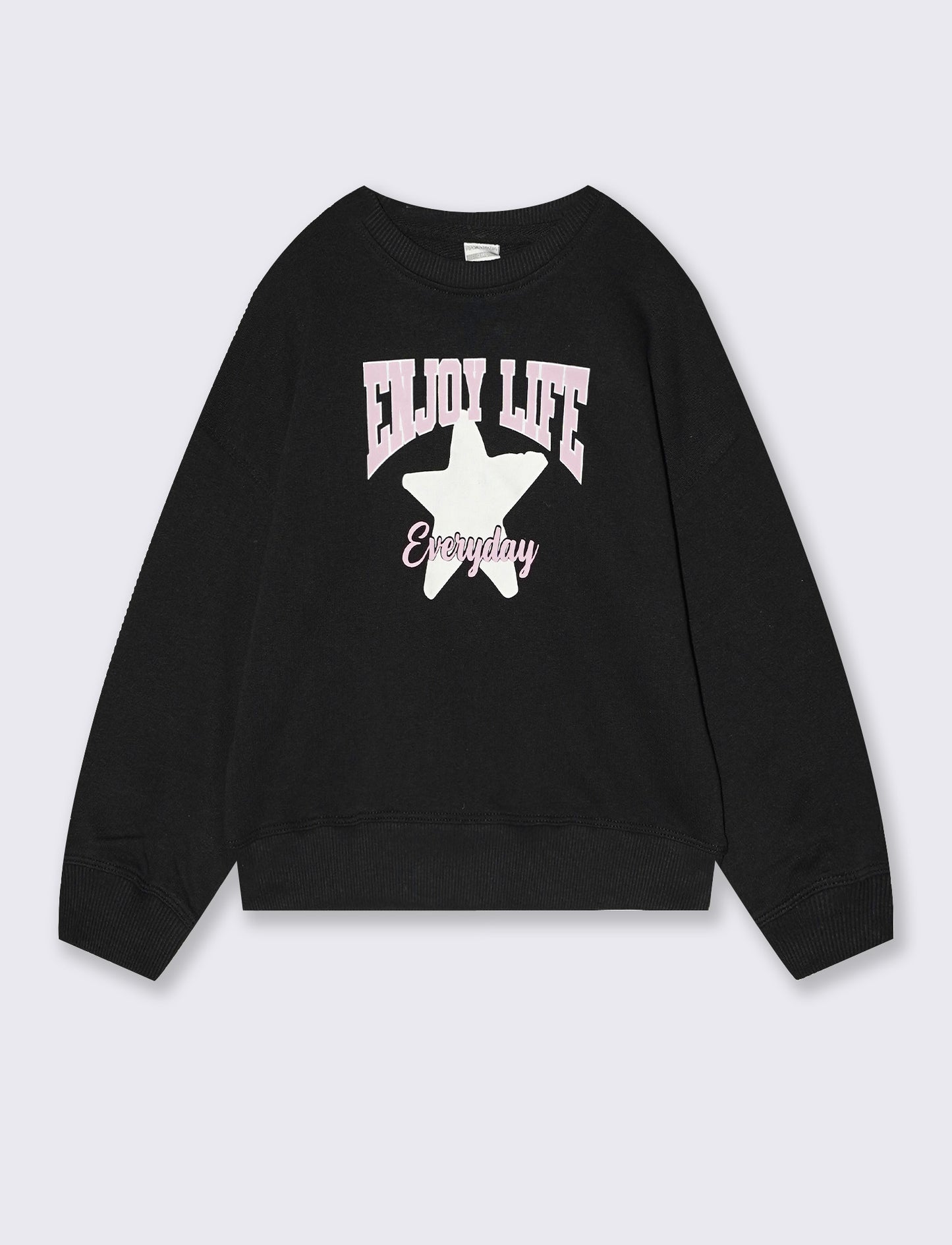 Felpa girocollo casual con stampe uniche - Nero