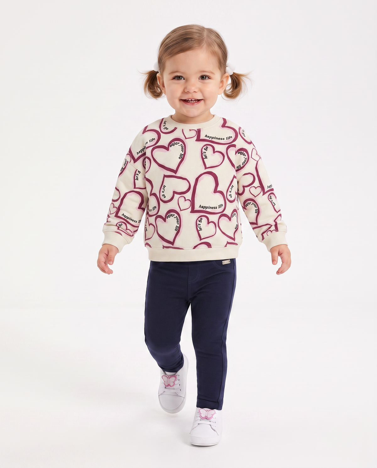 Casual crewneck sweatshirt with unique prints - Beige