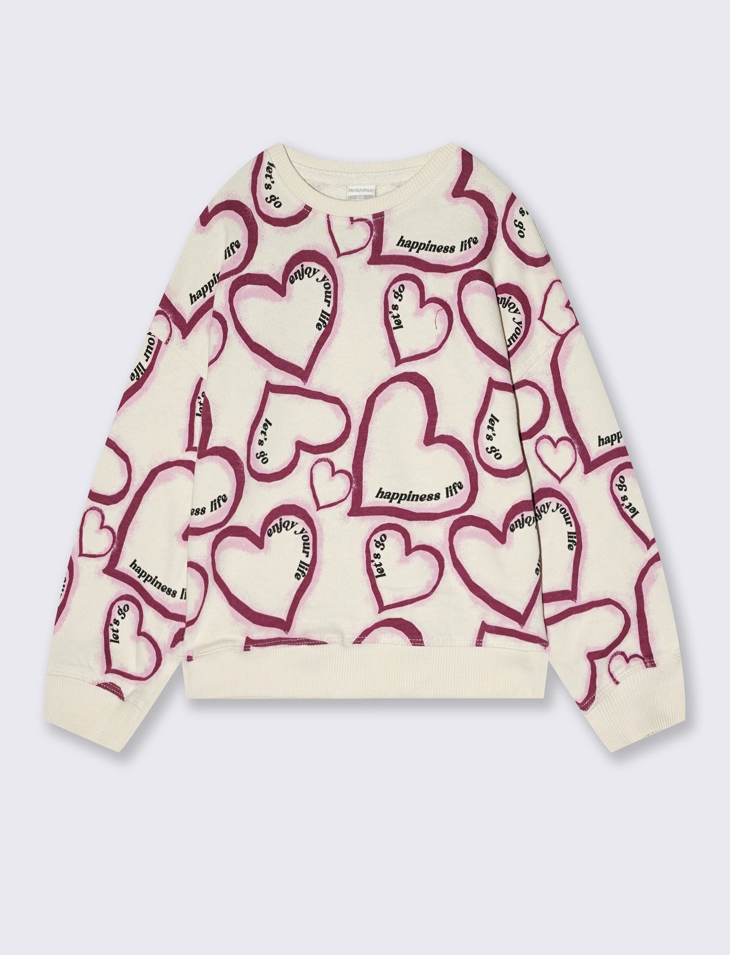 Felpa girocollo casual con stampe uniche - Beige