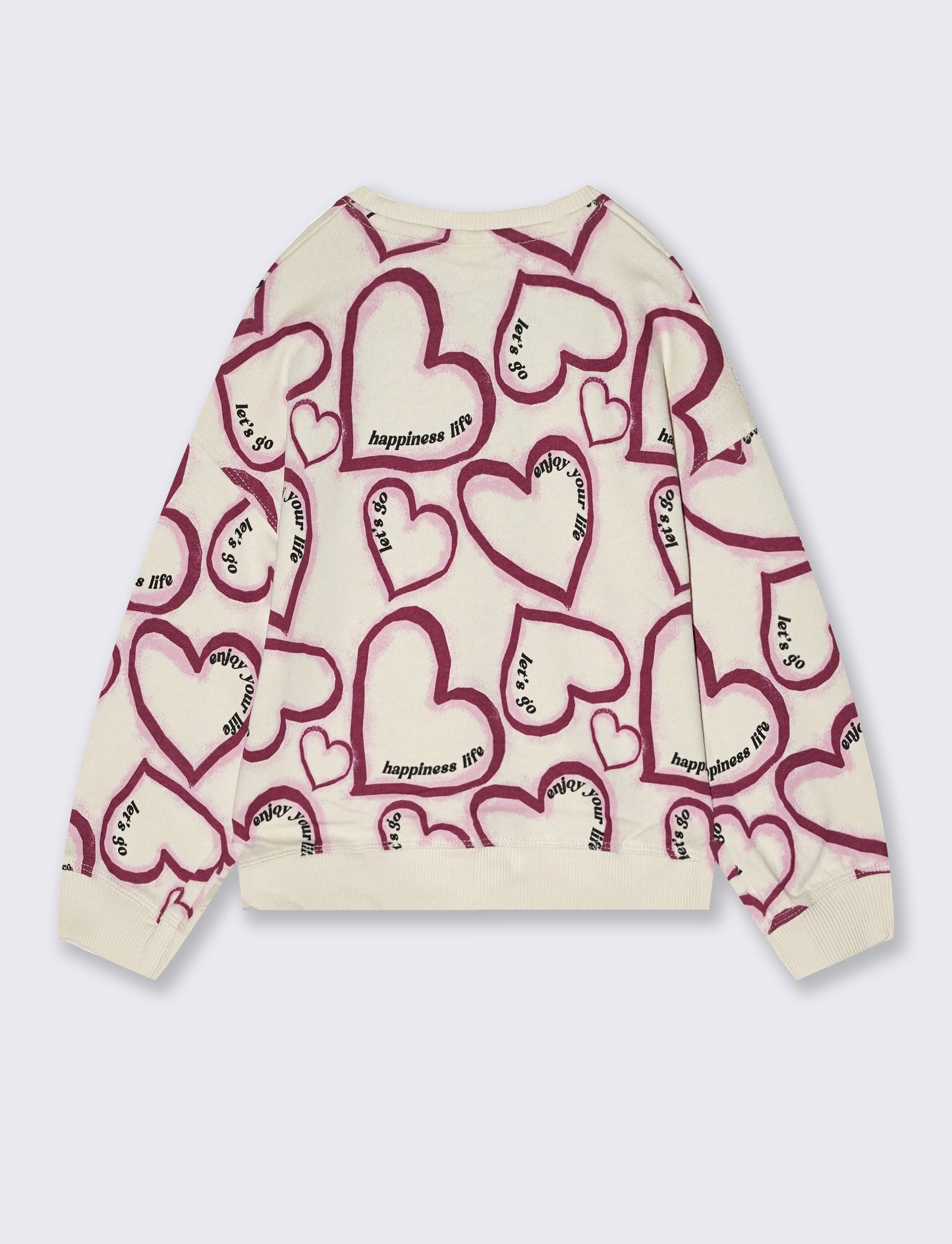 Felpa girocollo casual con stampe uniche - Beige