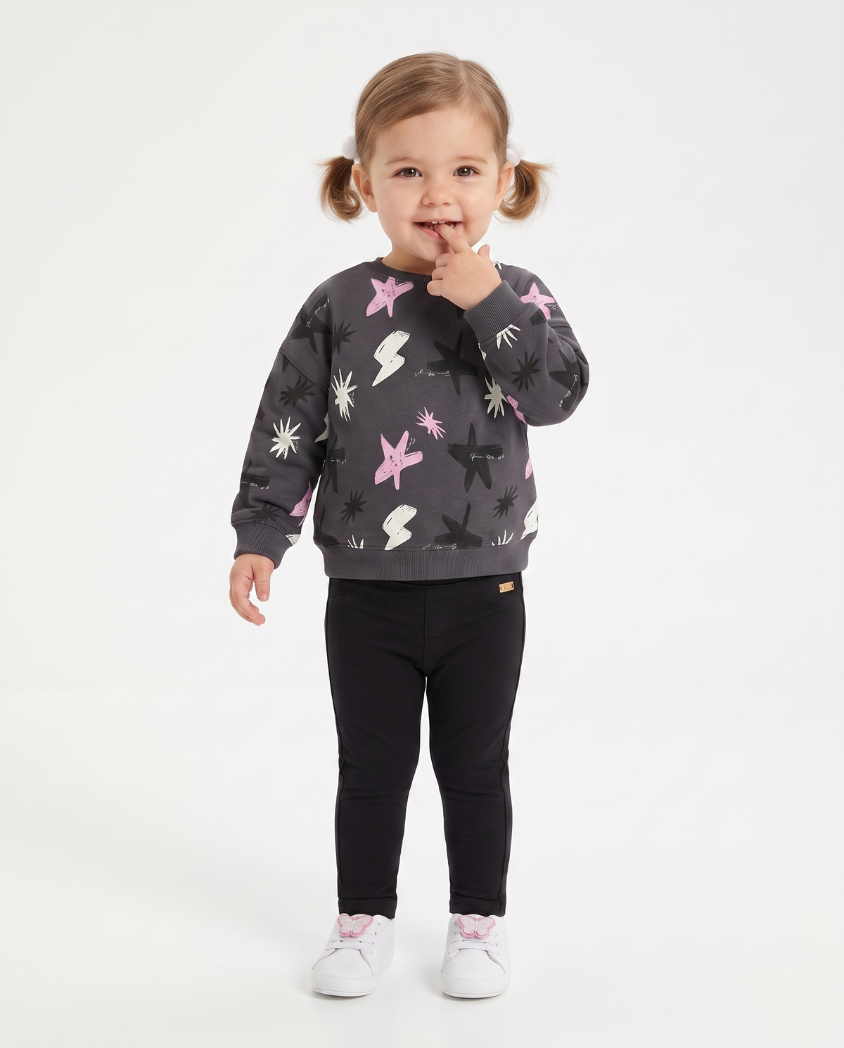 Casual crewneck sweatshirt with unique prints - Grey