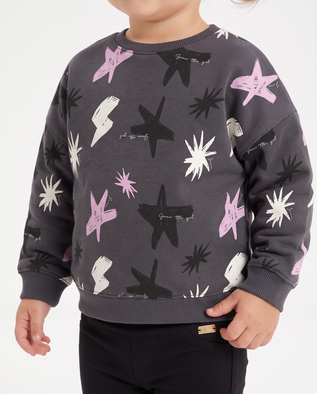 Casual crewneck sweatshirt with unique prints - Grey