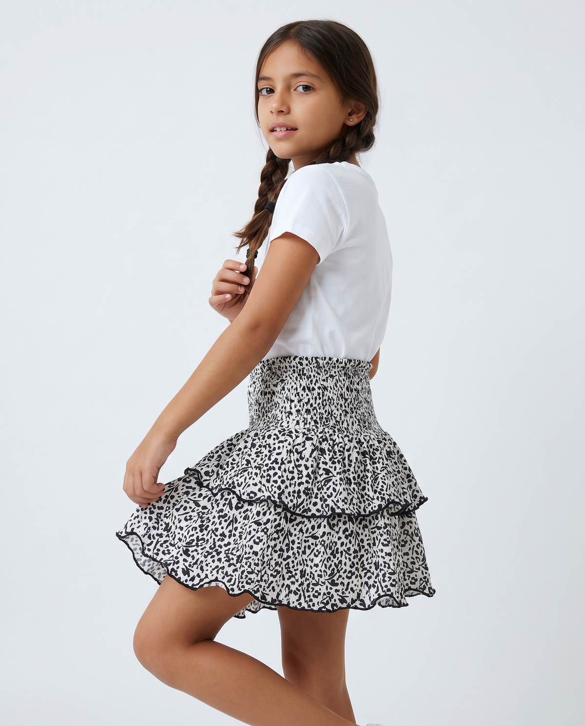 Ruffled Fabric Girl Skirt - Multicolor