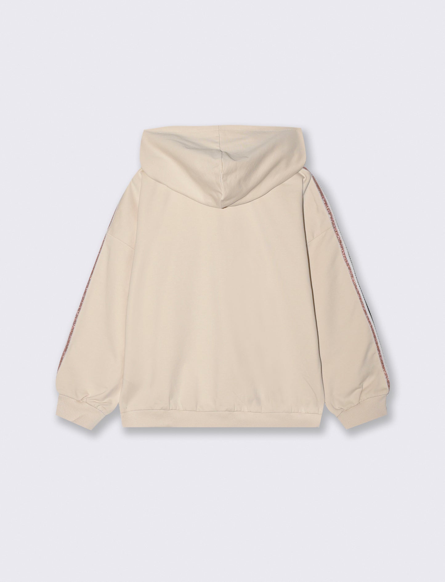Oversized sweatshirt with shiny metallic ribbon - Beige