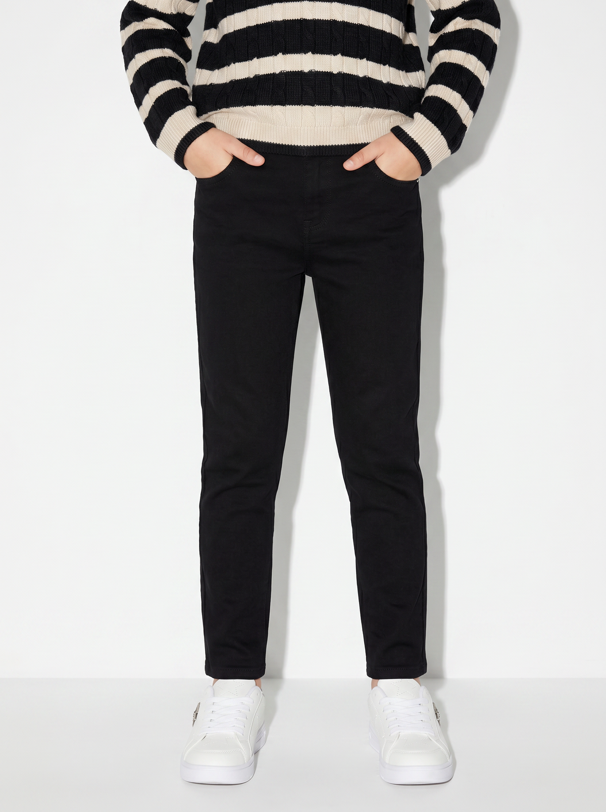 French Terry Skinny Pants - Black