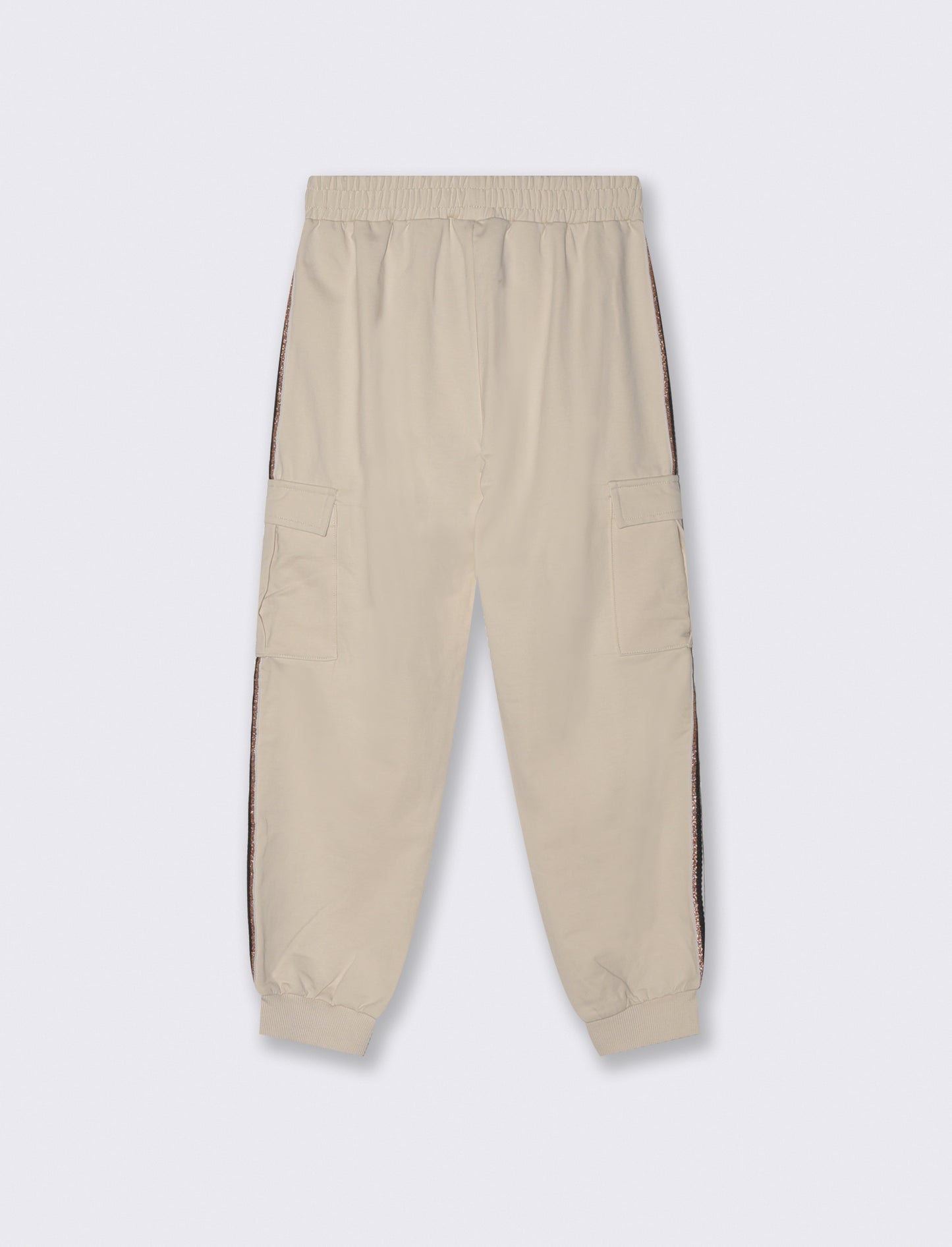 Jogger cargo con nastro metallizzato - Beige