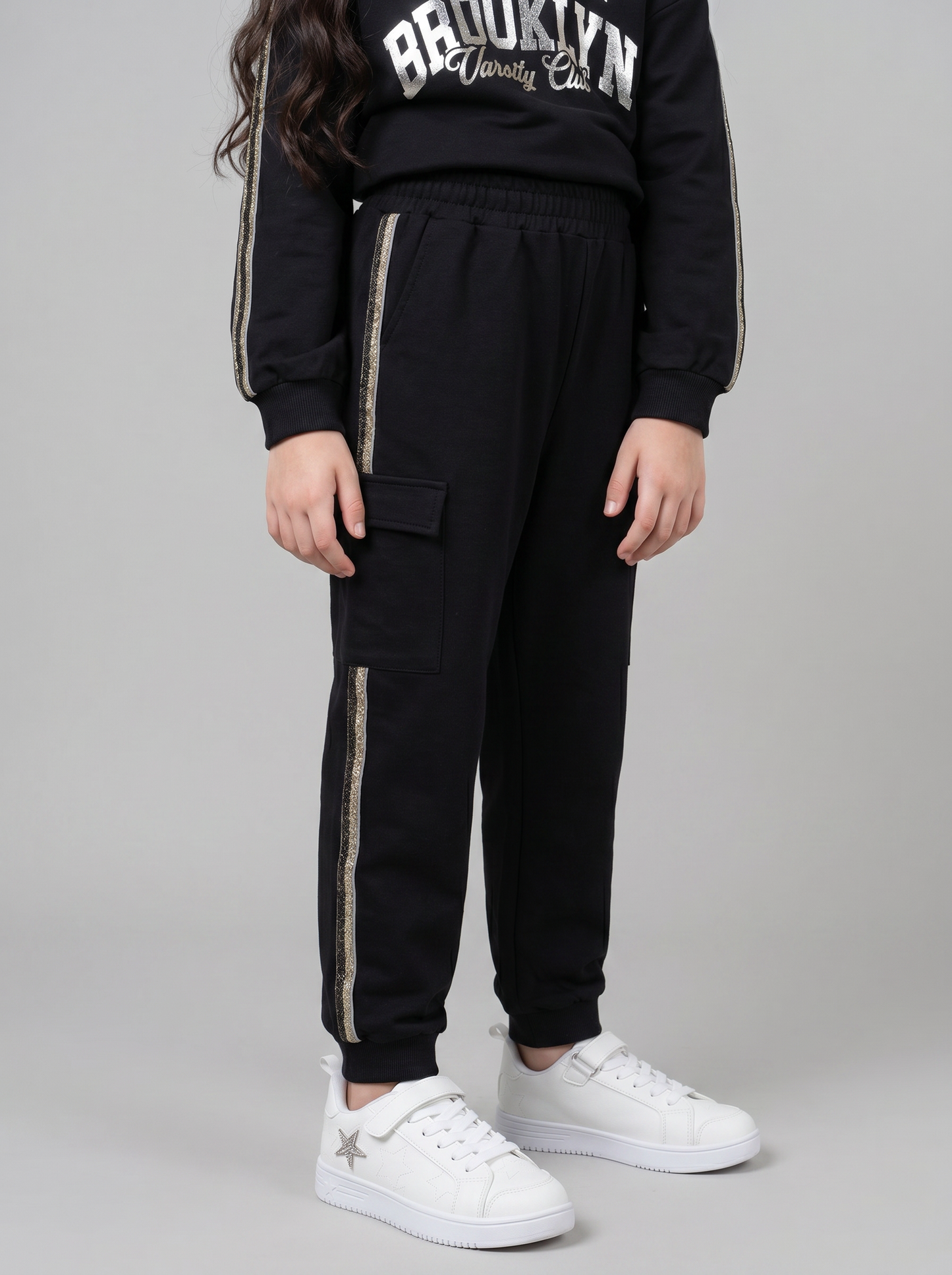 Metallic tape cargo joggers - Black
