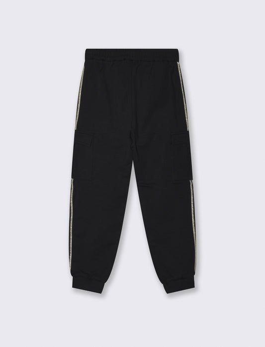 Jogger cargo con nastro metallizzato - Nero
