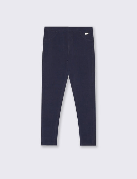 Leggings in felpa elastica con tasche - Blu