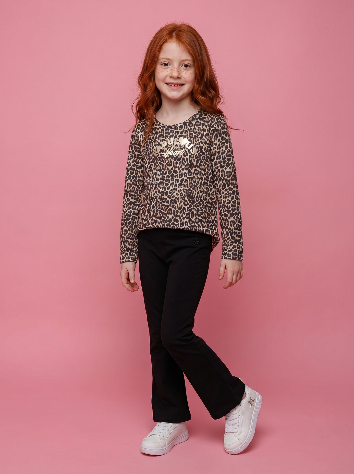 T-shirt manica lunga con stampa lucida - Leopardato