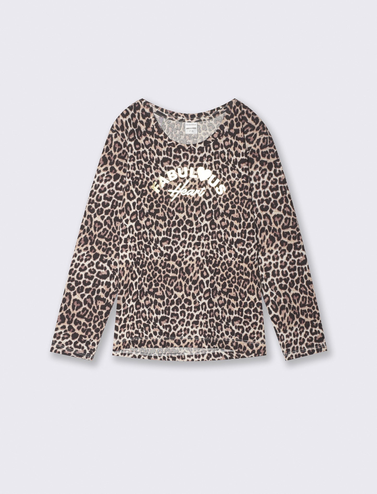 T-shirt manica lunga con stampa lucida - Leopardato