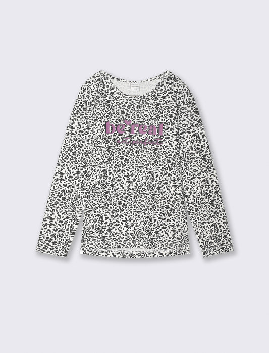 T-shirt manica lunga con stampa lucida - Fantasia