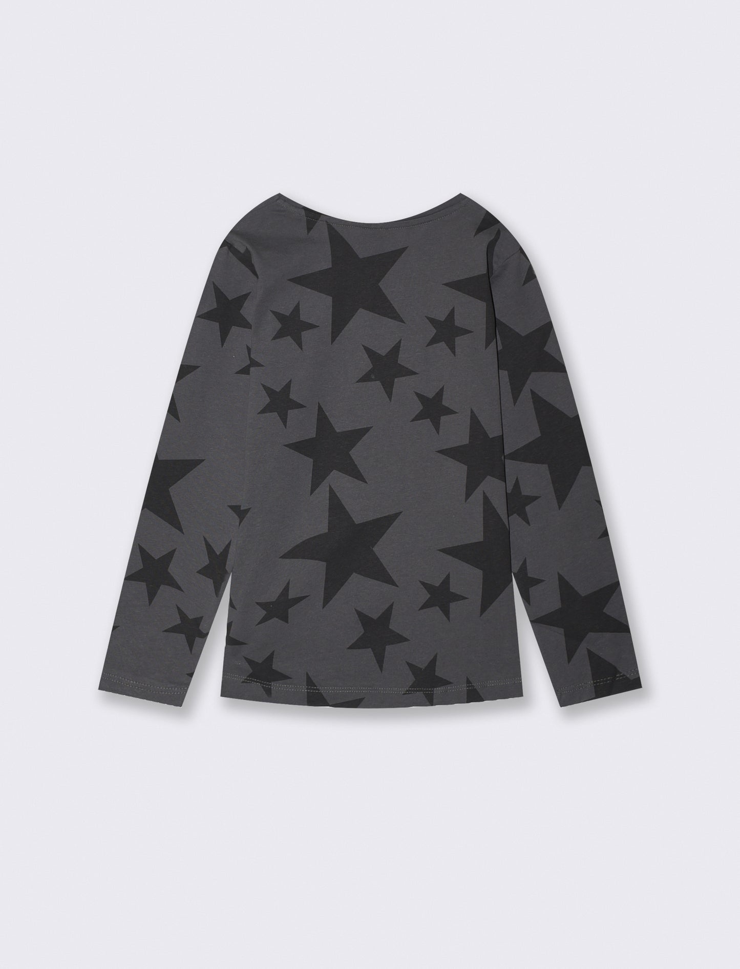 T-shirt manica lunga con stampa lucida - Grigio piombo