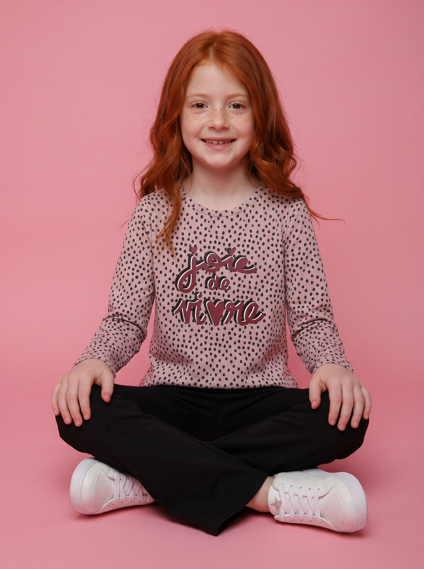 Long sleeve T-shirt with glossy print - Pink
