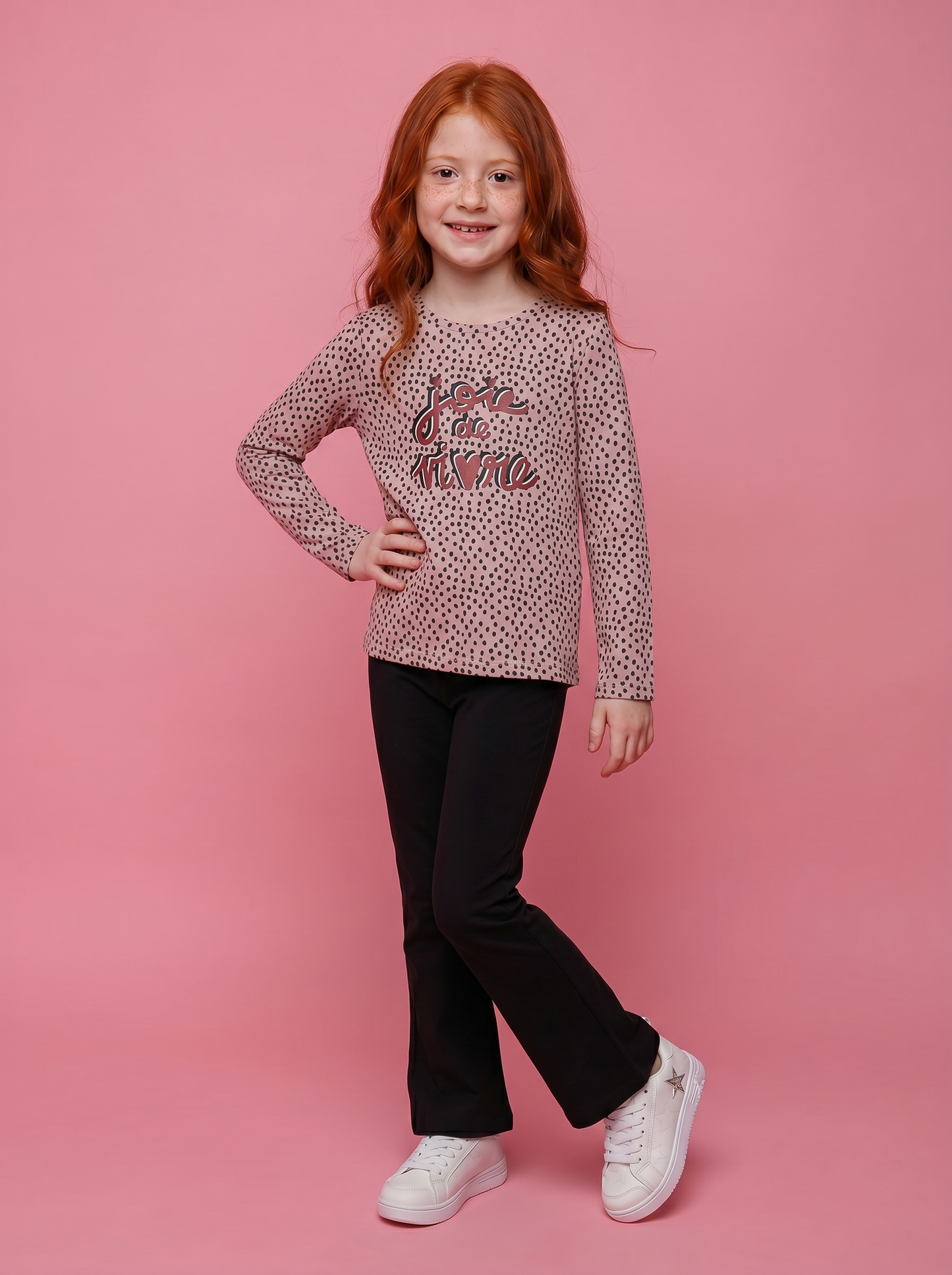 Long sleeve T-shirt with glossy print - Pink
