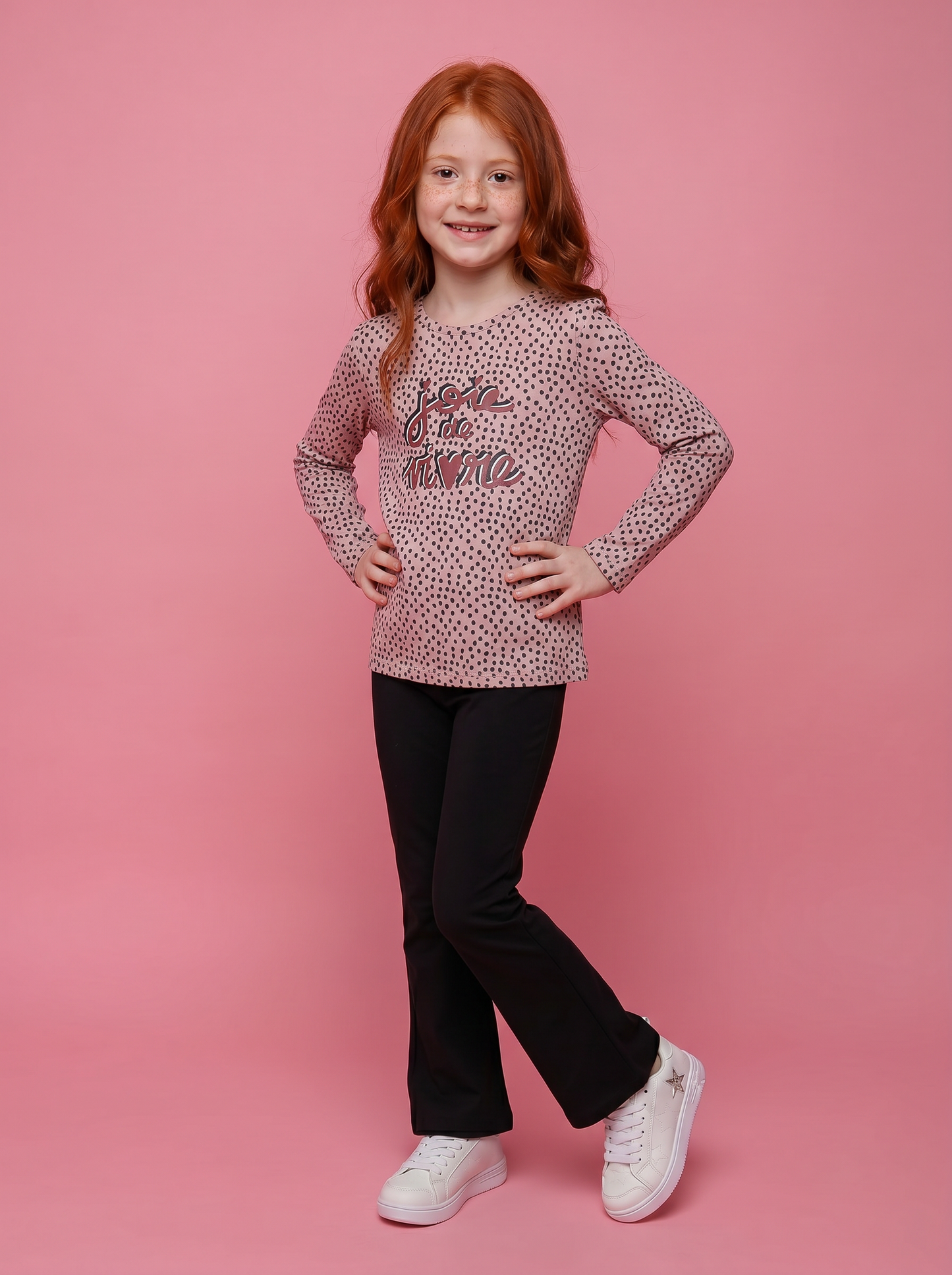 Long sleeve T-shirt with glossy print - Pink