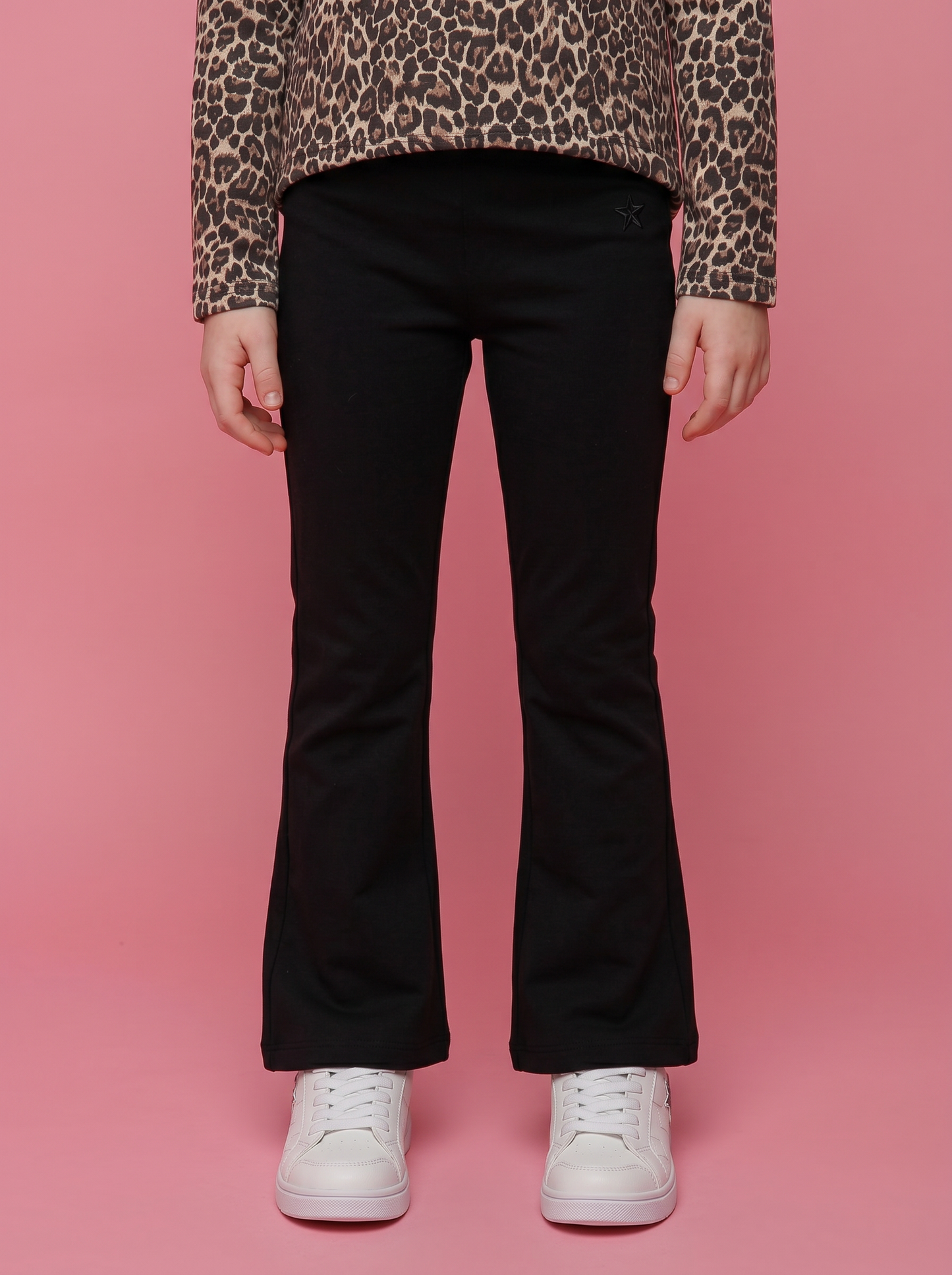 Leggings in cotone elasticizzato a zampa - Nero