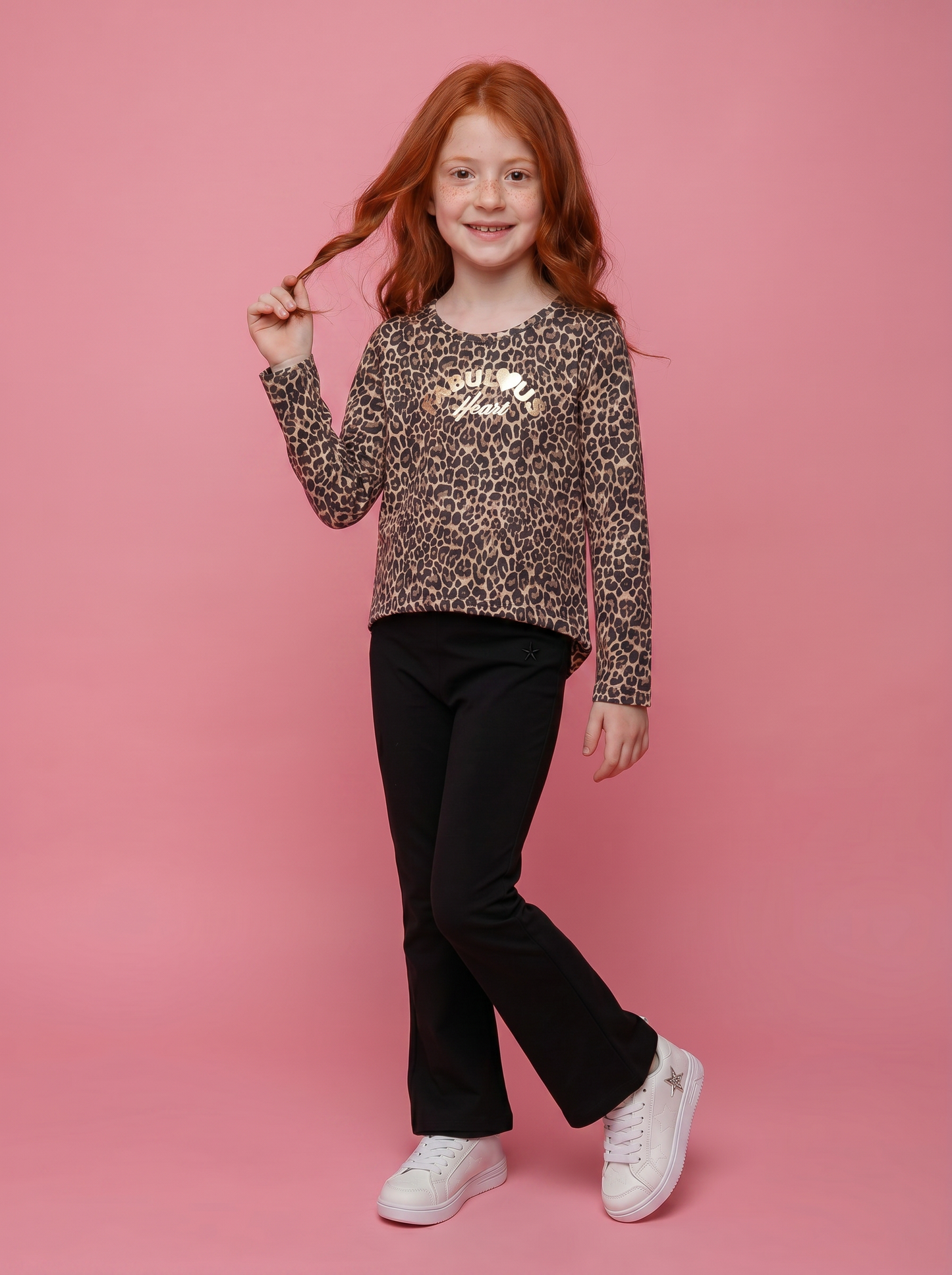 Leggings in cotone elasticizzato a zampa - Nero