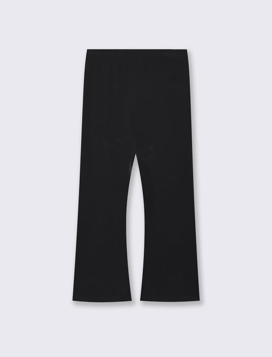 Leggings in cotone elasticizzato a zampa - Nero