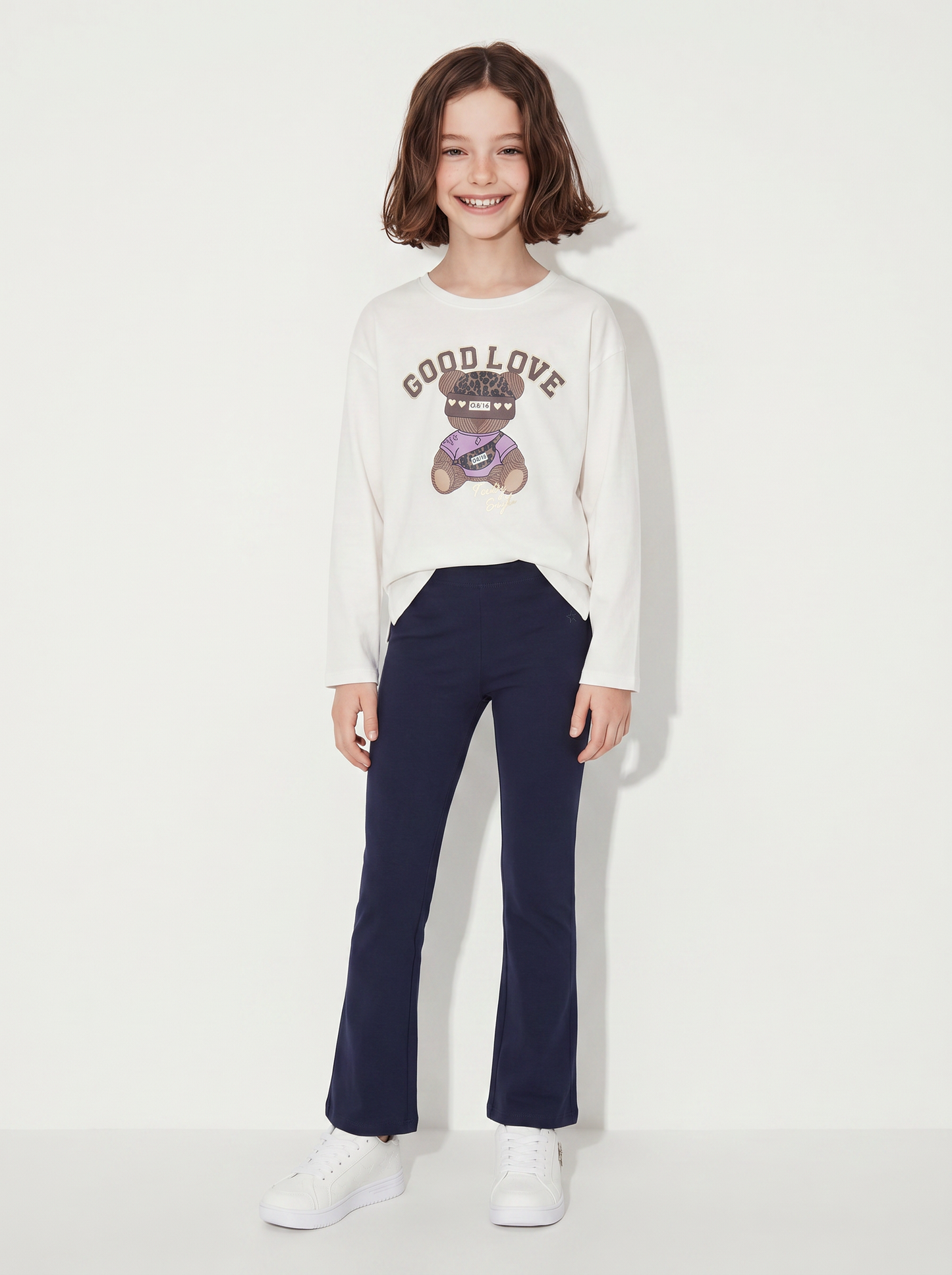 Cotton Stretch Flared Leggings - Blue