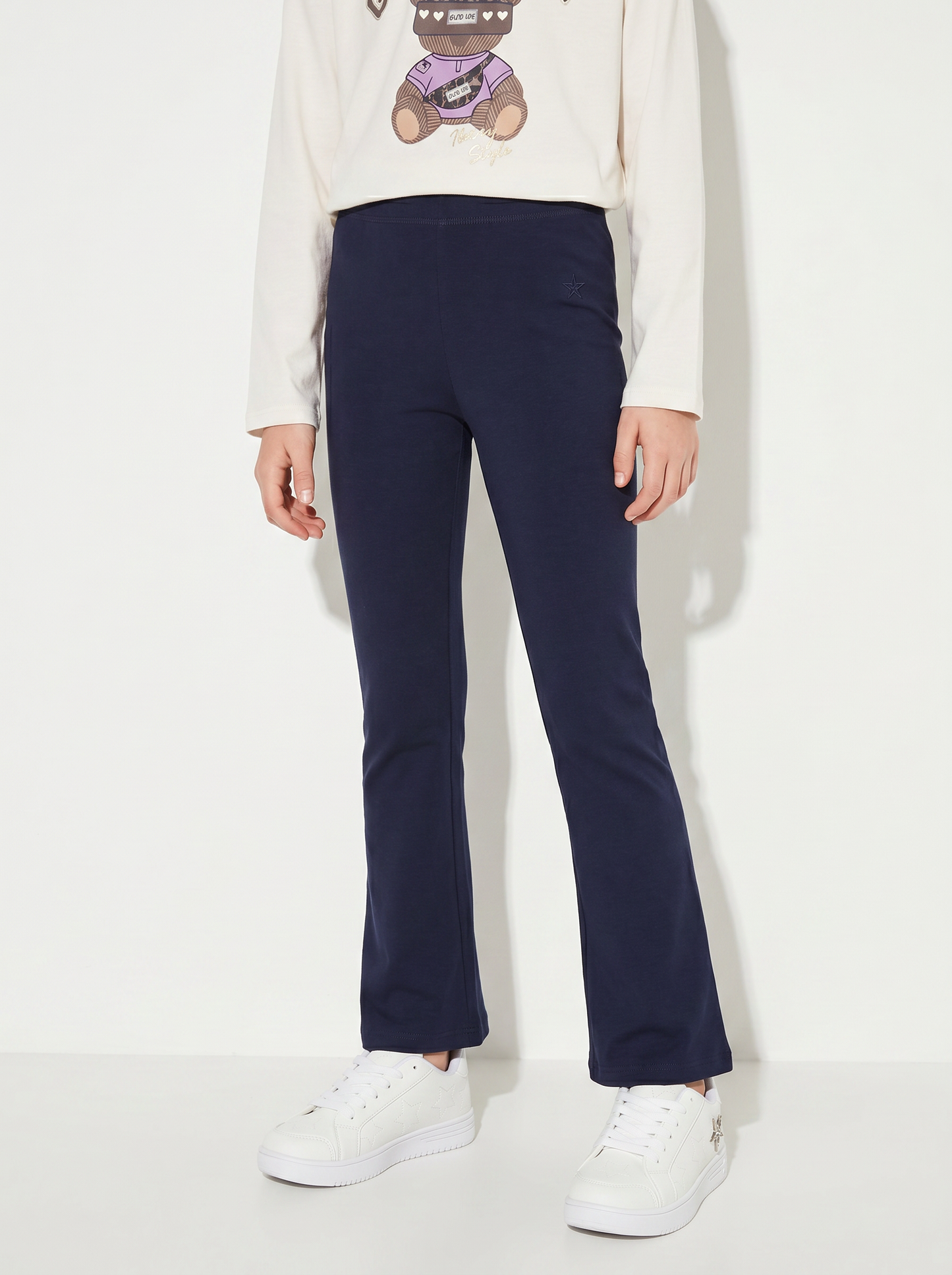 Cotton Stretch Flared Leggings - Blue