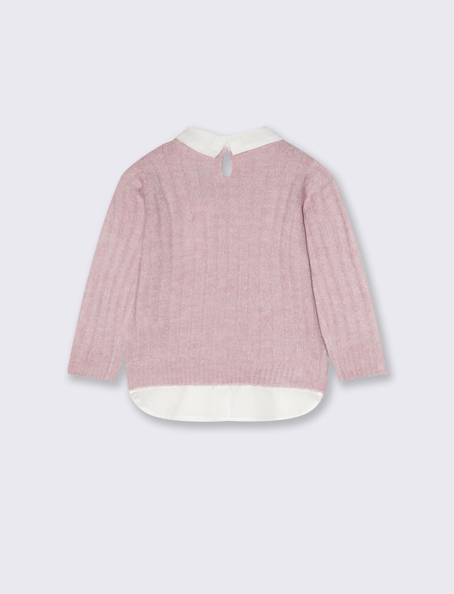 Long sleeve shirt with faux shirt detail - Pink