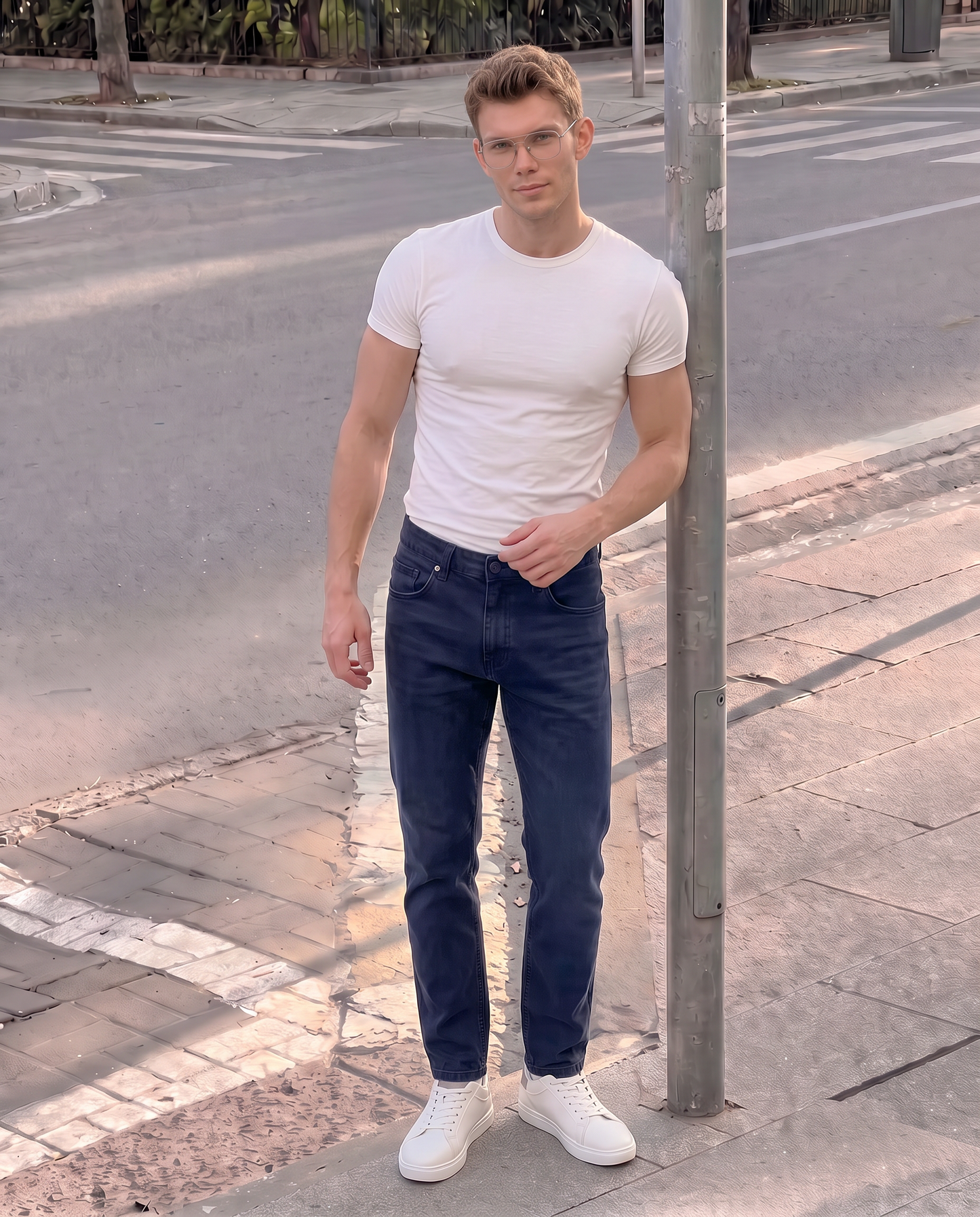 Pantaloni slim fit 5 tasche comfort - Blu