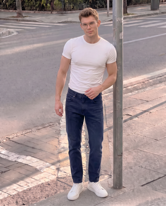 Pantaloni slim fit 5 tasche comfort - Blu