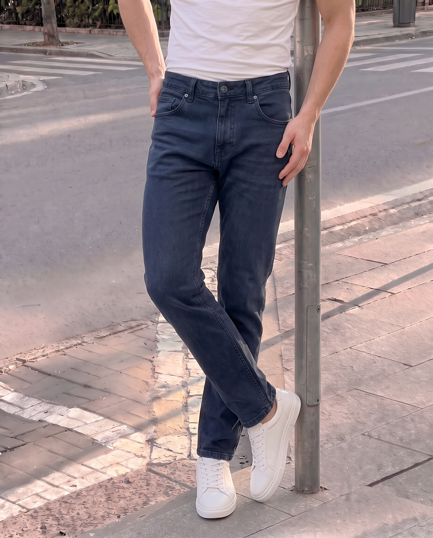 Pantaloni slim fit 5 tasche comfort - Blu